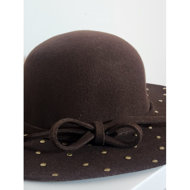 Cappelli Brown 100% Wool Studded Hat One Size