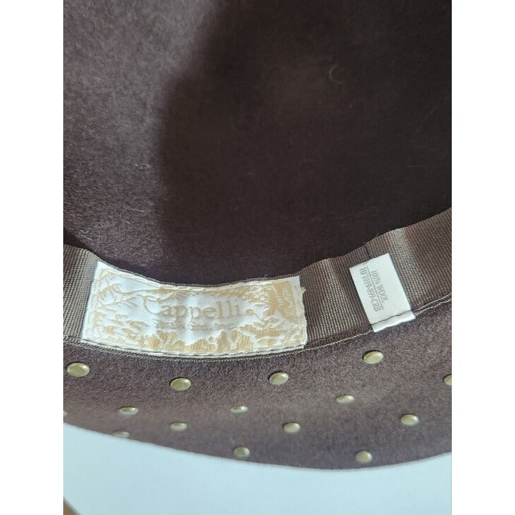 Cappelli Brown 100% Wool Studded Hat One Size