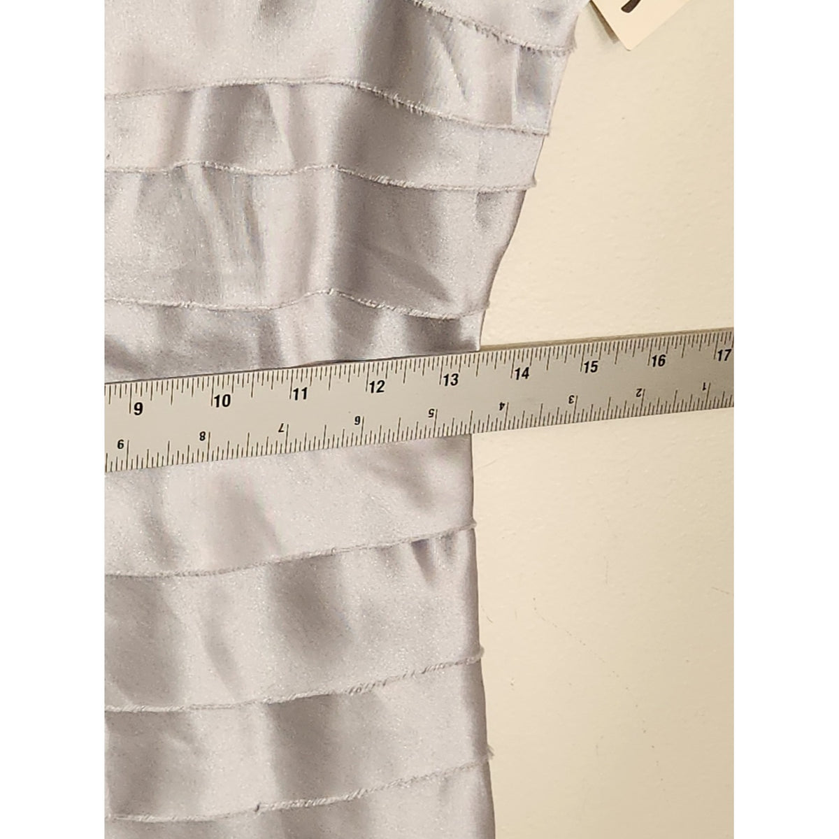 Steppin Out Silver Layered Ruffle Cocktail Mini Slip Dress Size 9/10 NWT