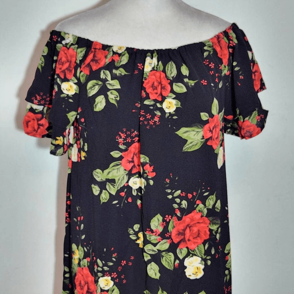 Purple Snow Floral Off the Shoulder Mini Dress NWT Sz Large Wedding Guest Dress