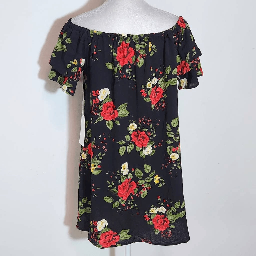 Purple Snow Floral Off the Shoulder Mini Dress NWT Sz Large Wedding Guest Dress