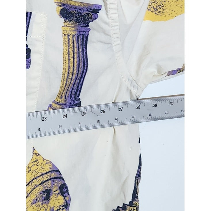 H&M Oversized Ancient Greek Ruins Print Short Sleeve Button Down Shirt Size XXL