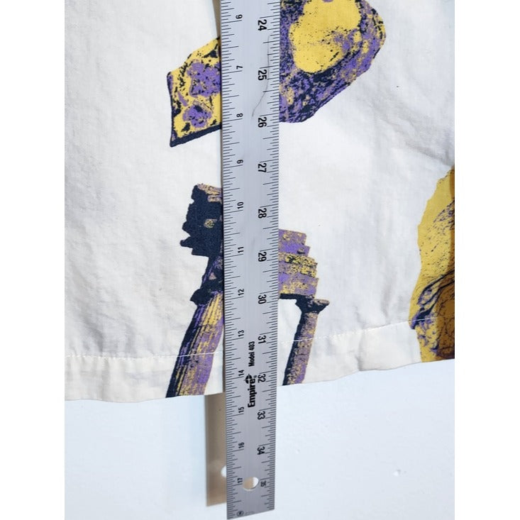 H&M Oversized Ancient Greek Ruins Print Short Sleeve Button Down Shirt Size XXL