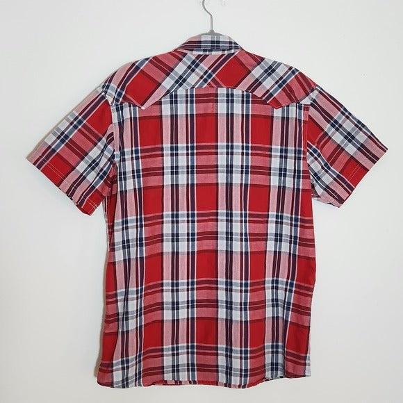 Levi’s Red Plaid Western Snap-Up Shirt Size XL
