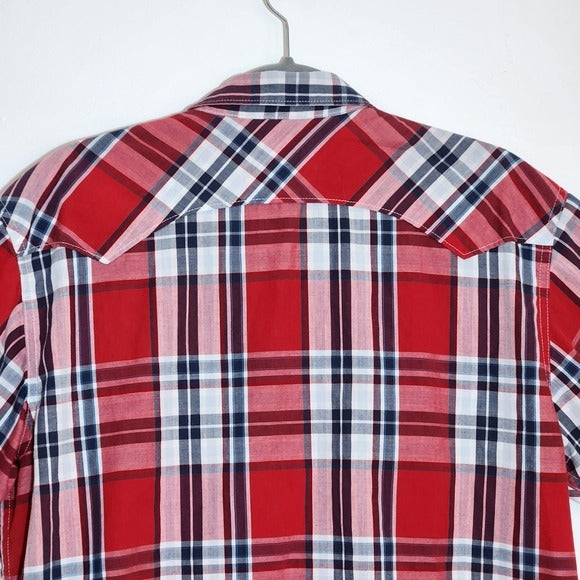 Levi’s Red Plaid Western Snap-Up Shirt Size XL