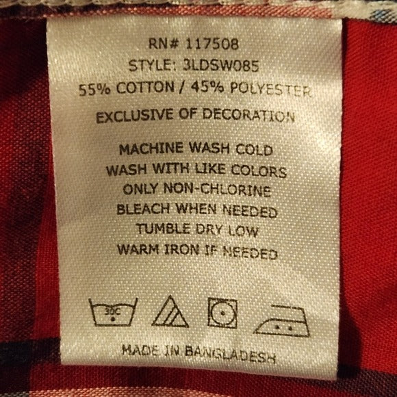 Levi’s Red Plaid Western Snap-Up Shirt Size XL