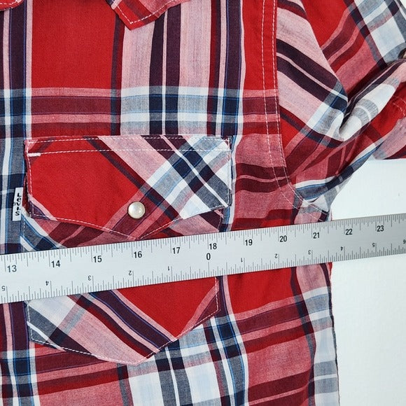 Levi’s Red Plaid Western Snap-Up Shirt Size XL