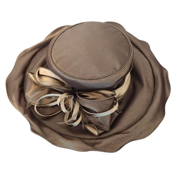 Giovannio New York Women’s Satin Hat in Brown and Taupe One Size NWT