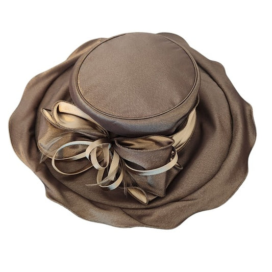 Giovannio New York Women’s Satin Hat in Brown and Taupe One Size NWT