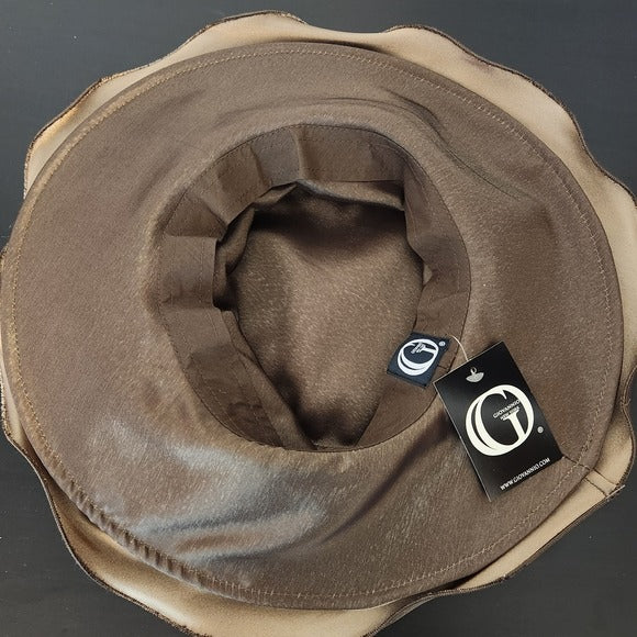 Giovannio New York Women’s Satin Hat in Brown and Taupe One Size NWT