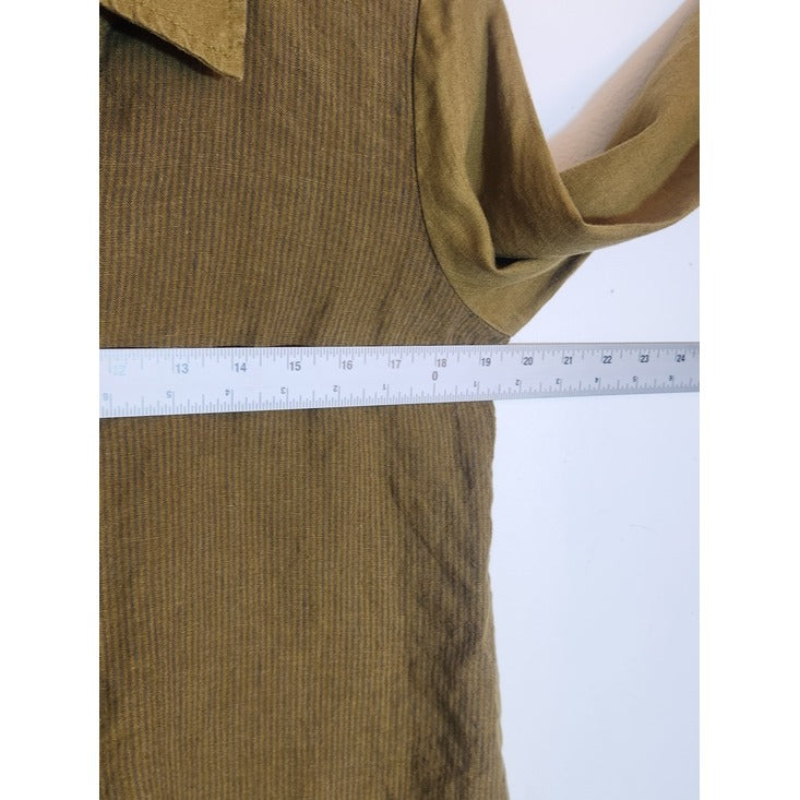 Lisa Bayne Olive Green Linen Asymmetrical Hem Tunic Size XS