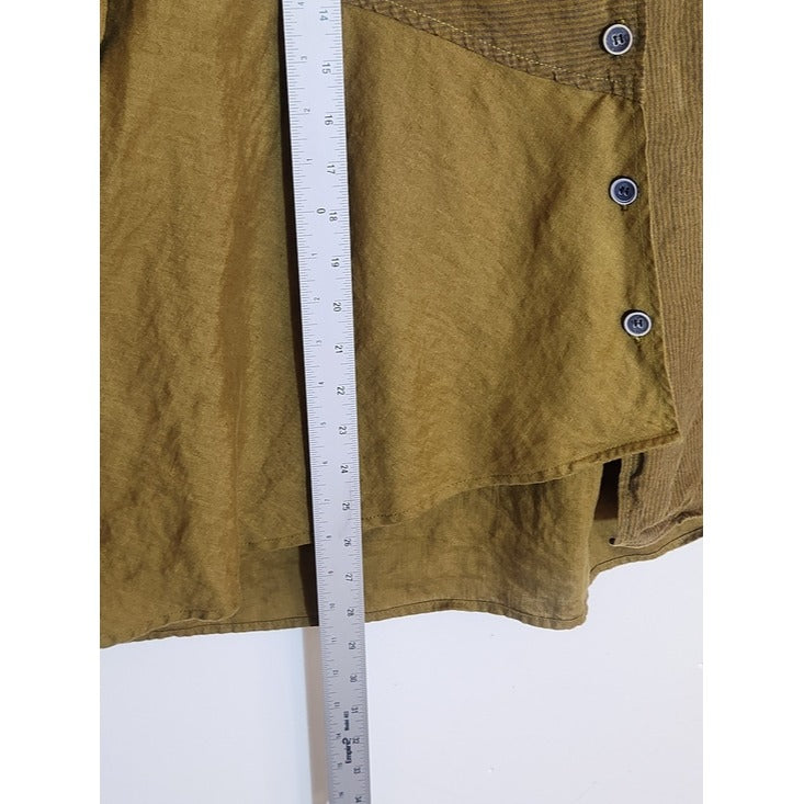 Lisa Bayne Olive Green Linen Asymmetrical Hem Tunic Size XS