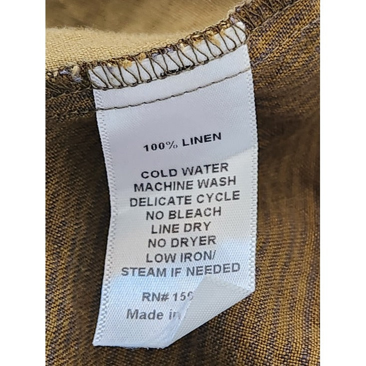 Lisa Bayne Olive Green Linen Asymmetrical Hem Tunic Size XS