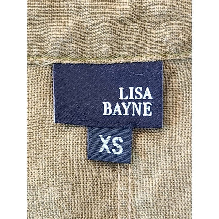 Lisa Bayne Olive Green Linen Asymmetrical Hem Tunic Size XS