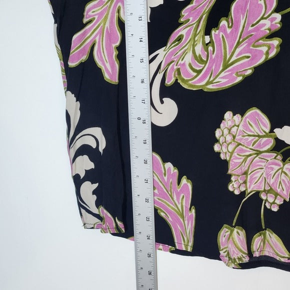 Karen Kane Black and Pink Floral Print Blouse Size Medium NWT