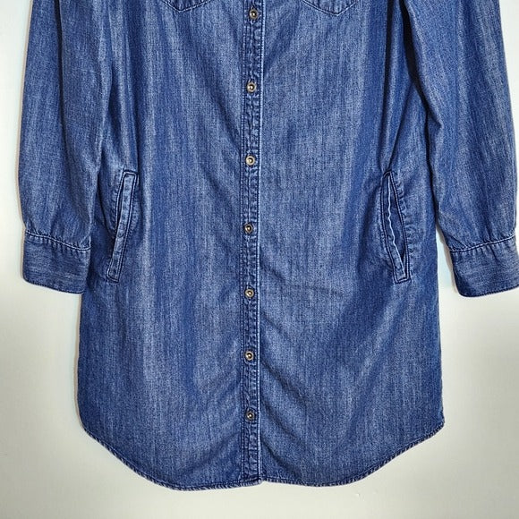 Banana Republic Dark Wash Chambray Mini Shirt Dress Size 4