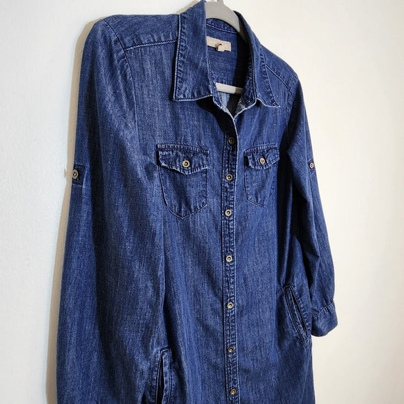 Banana Republic Dark Wash Chambray Mini Shirt Dress Size 4