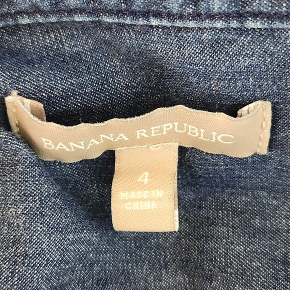 Banana Republic Dark Wash Chambray Mini Shirt Dress Size 4