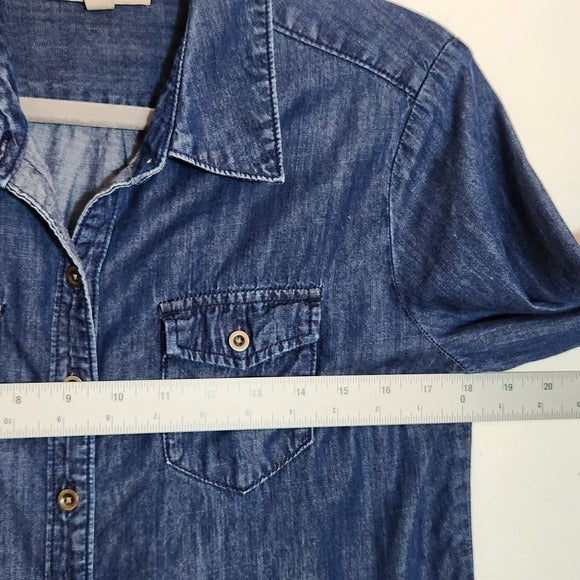 Banana Republic Dark Wash Chambray Mini Shirt Dress Size 4