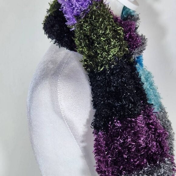 Cejon Colorful Stripe Knit Scarf with Fringe One Size