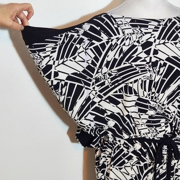 Sangria Black and White Print Dress NWT Size 14 Blouson Dress