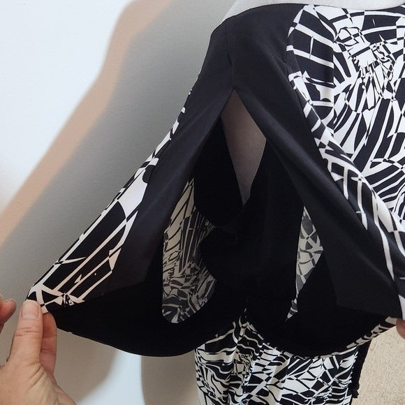 Sangria Black and White Print Dress NWT Size 14 Blouson Dress