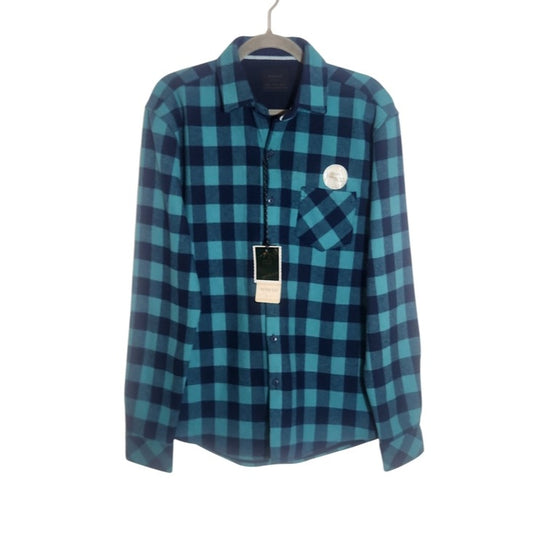 Nomad Navy Blue Plaid Thermal Lined Flannel Button Down Shirt Size Medium NWT