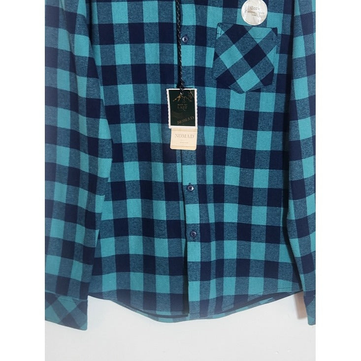 Nomad Navy Blue Plaid Thermal Lined Flannel Button Down Shirt Size Medium NWT