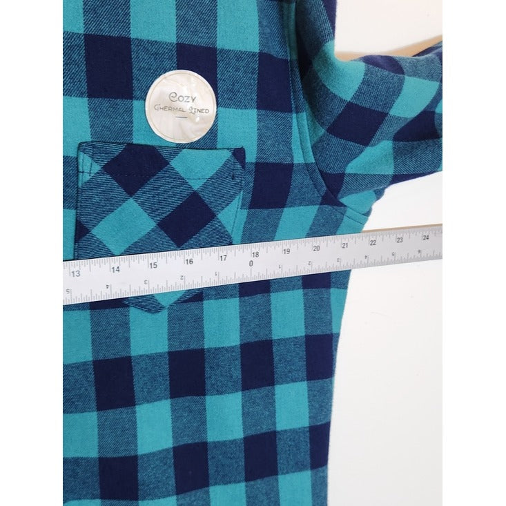 Nomad Navy Blue Plaid Thermal Lined Flannel Button Down Shirt Size Medium NWT