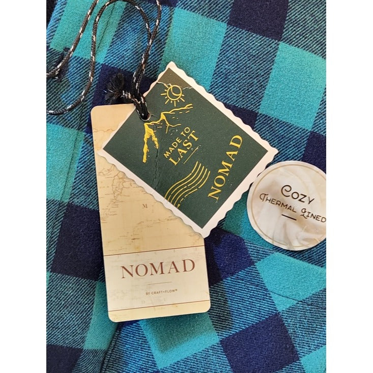 Nomad Navy Blue Plaid Thermal Lined Flannel Button Down Shirt Size Medium NWT