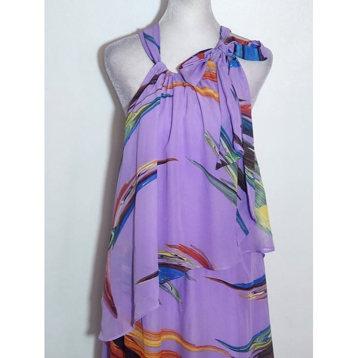 Signature by Robbie Bee Purple Print Sleeveless Maxi Dress Size 14 NWT