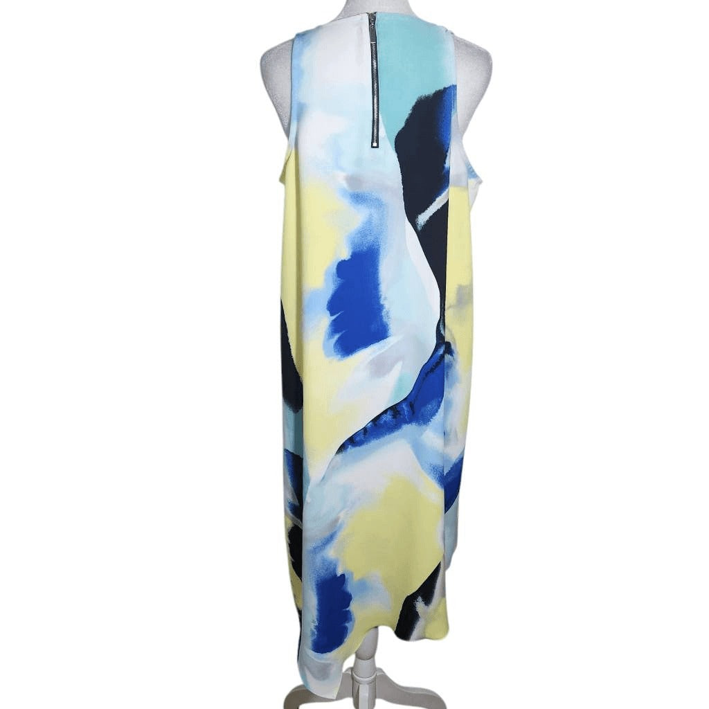 Alfani Blue and Yellow Sleeveless Shift Dress Size 8 Alfani Wedding Guest Dress
