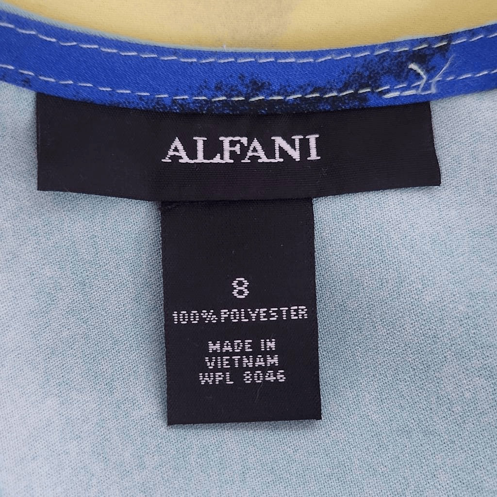 Alfani Blue and Yellow Sleeveless Shift Dress Size 8 Alfani Wedding Guest Dress