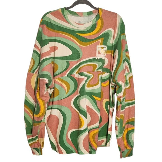 Disney Green and Pink Print Walt Disney World  Oversized Jersey Tee Size XL