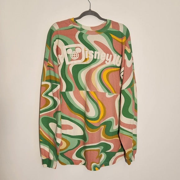 Disney Green and Pink Print Walt Disney World  Oversized Jersey Tee Size XL