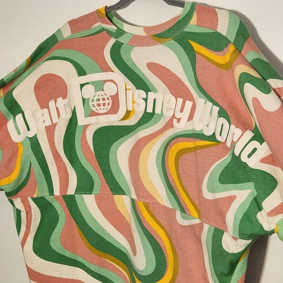 Disney Green and Pink Print Walt Disney World  Oversized Jersey Tee Size XL