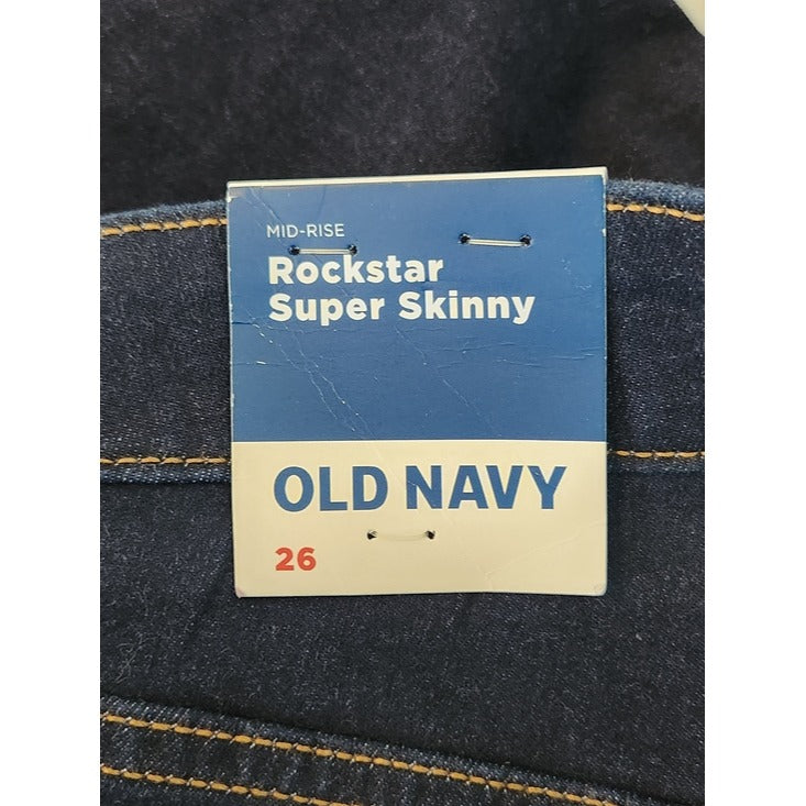 Old Navy Dark Wash Rockstar Super Skinny Jeans Size 26 NWT