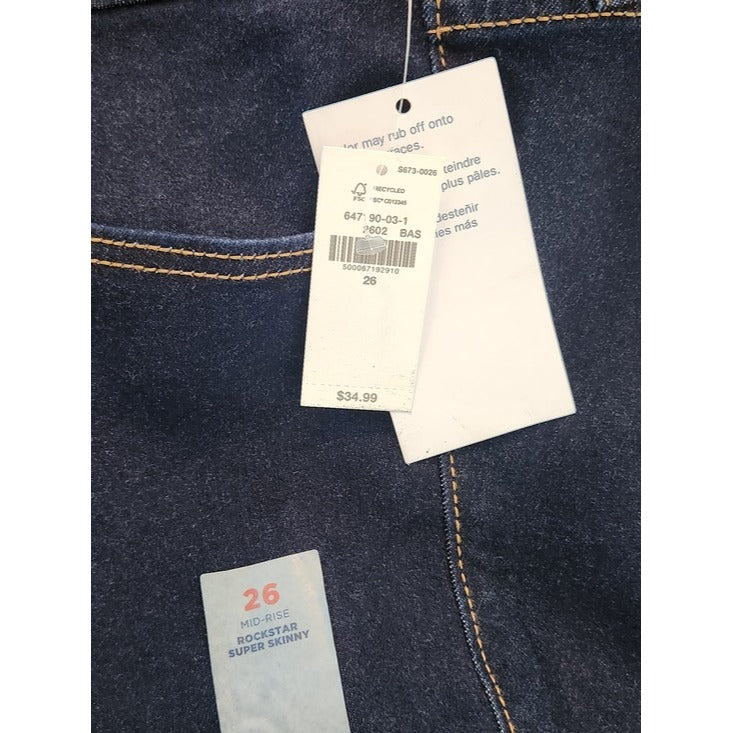 Old Navy Dark Wash Rockstar Super Skinny Jeans Size 26 NWT
