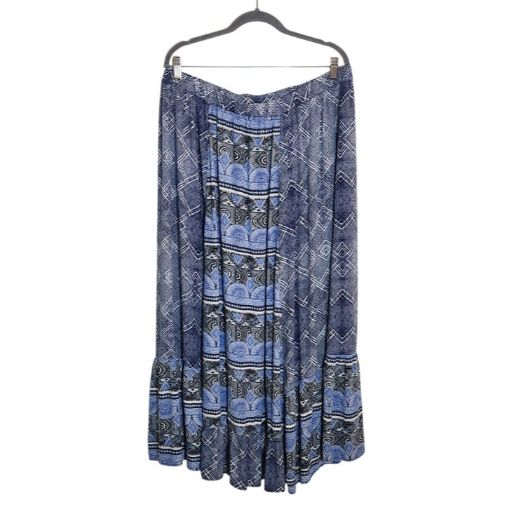 Style & Co Womens Blue and White Boho Print Maxi Skirt Size XL