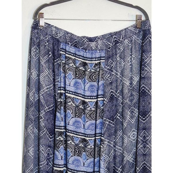 Style & Co Womens Blue and White Boho Print Maxi Skirt Size XL