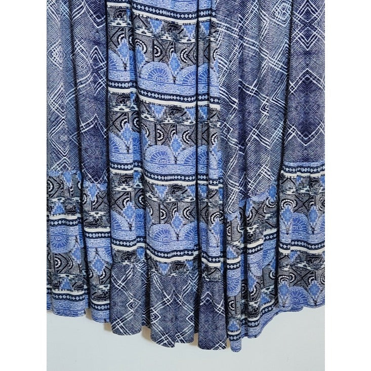 Style & Co Womens Blue and White Boho Print Maxi Skirt Size XL