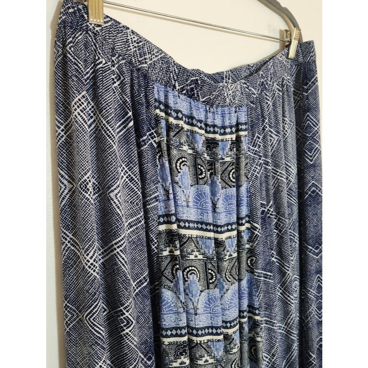 Style & Co Womens Blue and White Boho Print Maxi Skirt Size XL