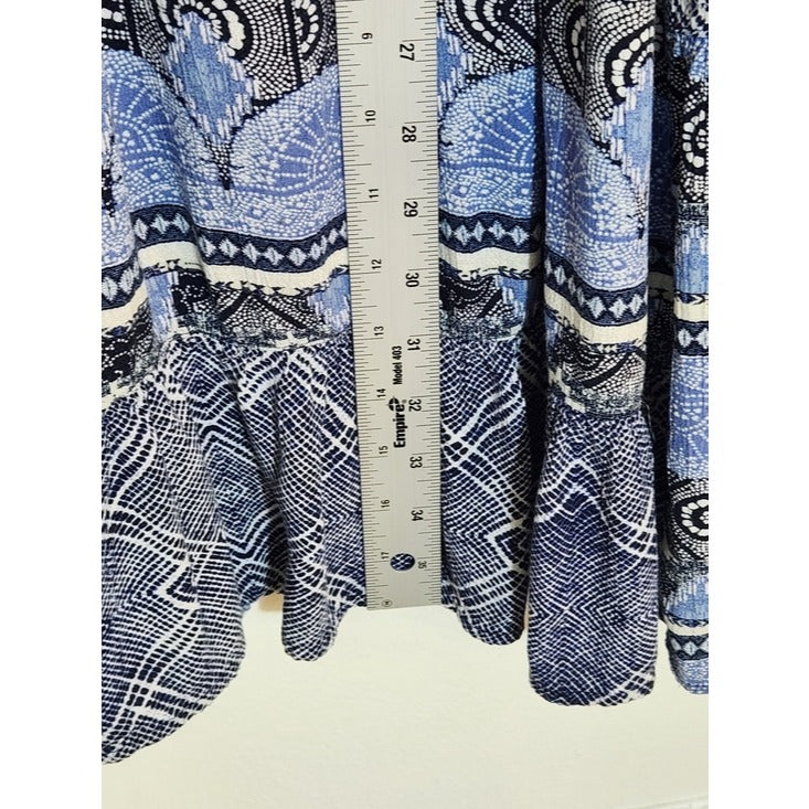 Style & Co Womens Blue and White Boho Print Maxi Skirt Size XL
