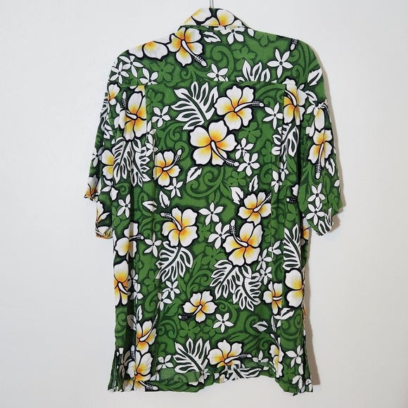 Island Stuff Green Floral Hawaiian Shirt Size XL Men's Green Hawaiian Shirt