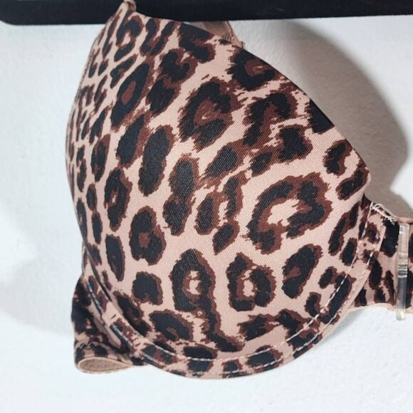 Frederick's of Hollywood Leopard Print Push-Up Bra Size 36C NWT