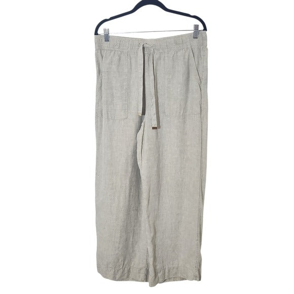 Joie Natural Beige Linen Wide Leg Pants Size Large