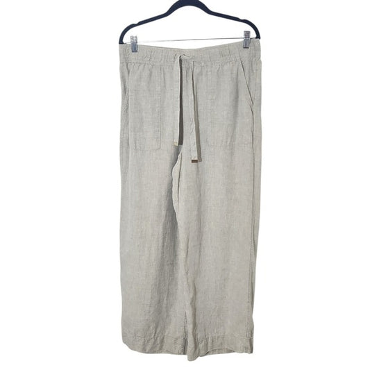Joie Natural Beige Linen Wide Leg Pants Size Large