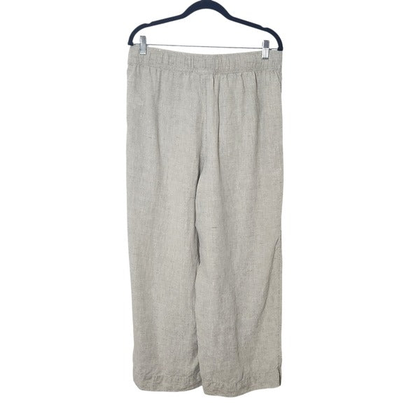 Joie Natural Beige Linen Wide Leg Pants Size Large