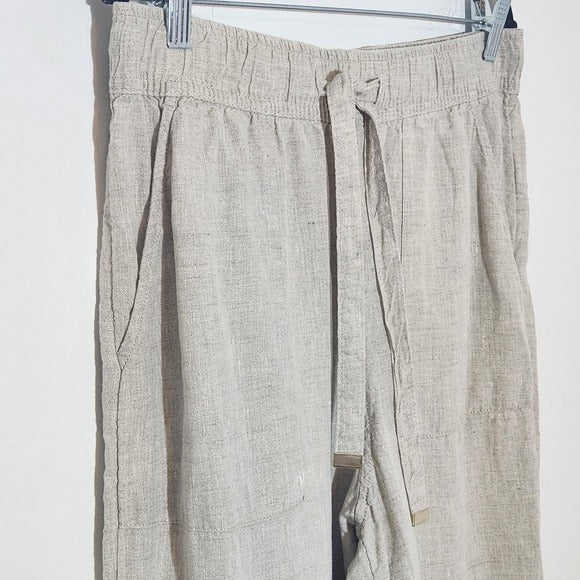 Joie Natural Beige Linen Wide Leg Pants Size Large