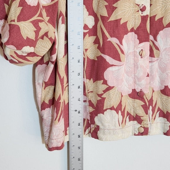 Ryegrass Rose Pink Floral Cropped Blouse Size Large